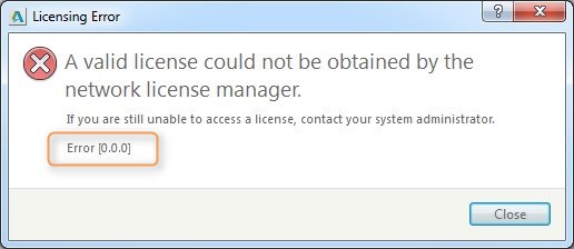 Lizenz Fehler, Error [0.0.0] Network License Manager