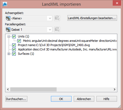 LandXML importieren