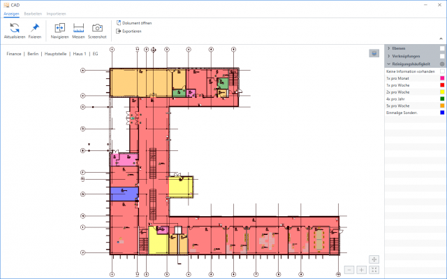 CAD-Darstellung Dachgeschoss - Reinigungsmanagement mit SPARTACUSFM