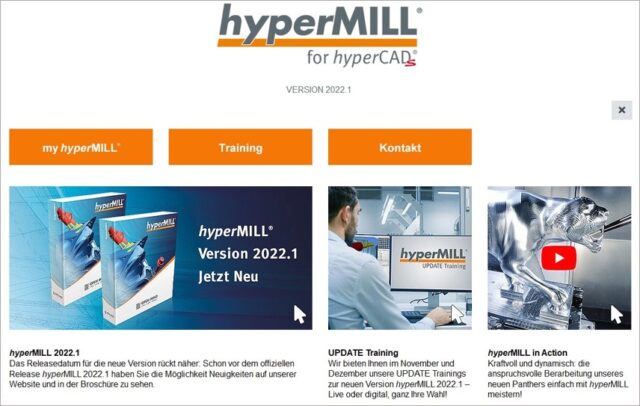 hyperMILL 2022.1-Homescreen