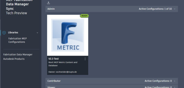 Konfigurationen können über den FDM Sync im MEP Fabrication Data Manager bereitgestellt werden