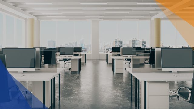 Abbildung von Inventar in einen Großraumbüro