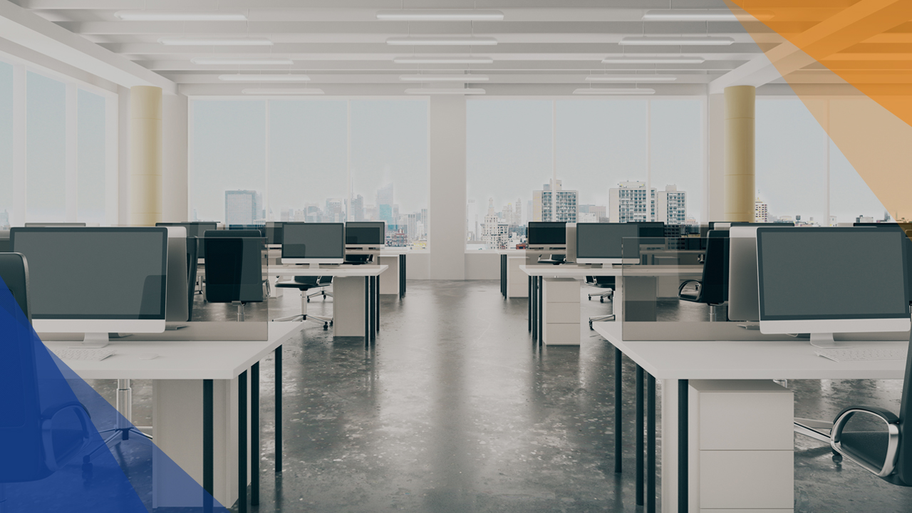 Abbildung von Inventar in einen Großraumbüro