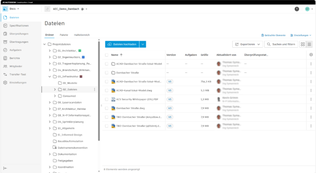 Ordnerstruktur und Dateiverwaltung in Autodesk Docs innerhalb der Autodesk Construction Cloud