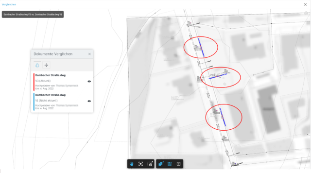Versionsvergleich einer Civil 3D DWG-Datei in der Autodesk Construction Cloud