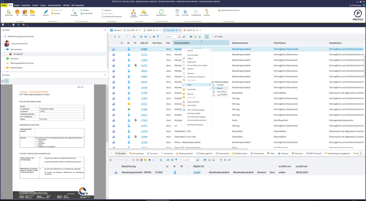 Dokumentenmanagement in PRO.FILE