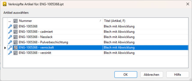 Unterschiedliche Artikel durch unterschiedliche Modellzustände