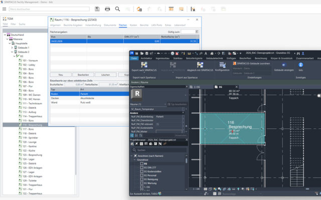 Darstellung des Datenaustauschs zwischen Autodesk Revit und SPARTACUS Facility Management am Beispiel eines Besprechungsraums