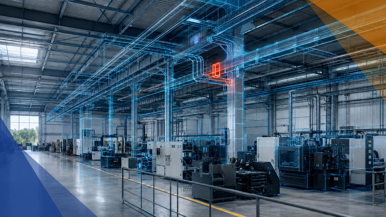 Digitale Fabrikplanung verbindet Produktionsanlagen, Gebäude und technische Infrastruktur in einem koordinierten Modell